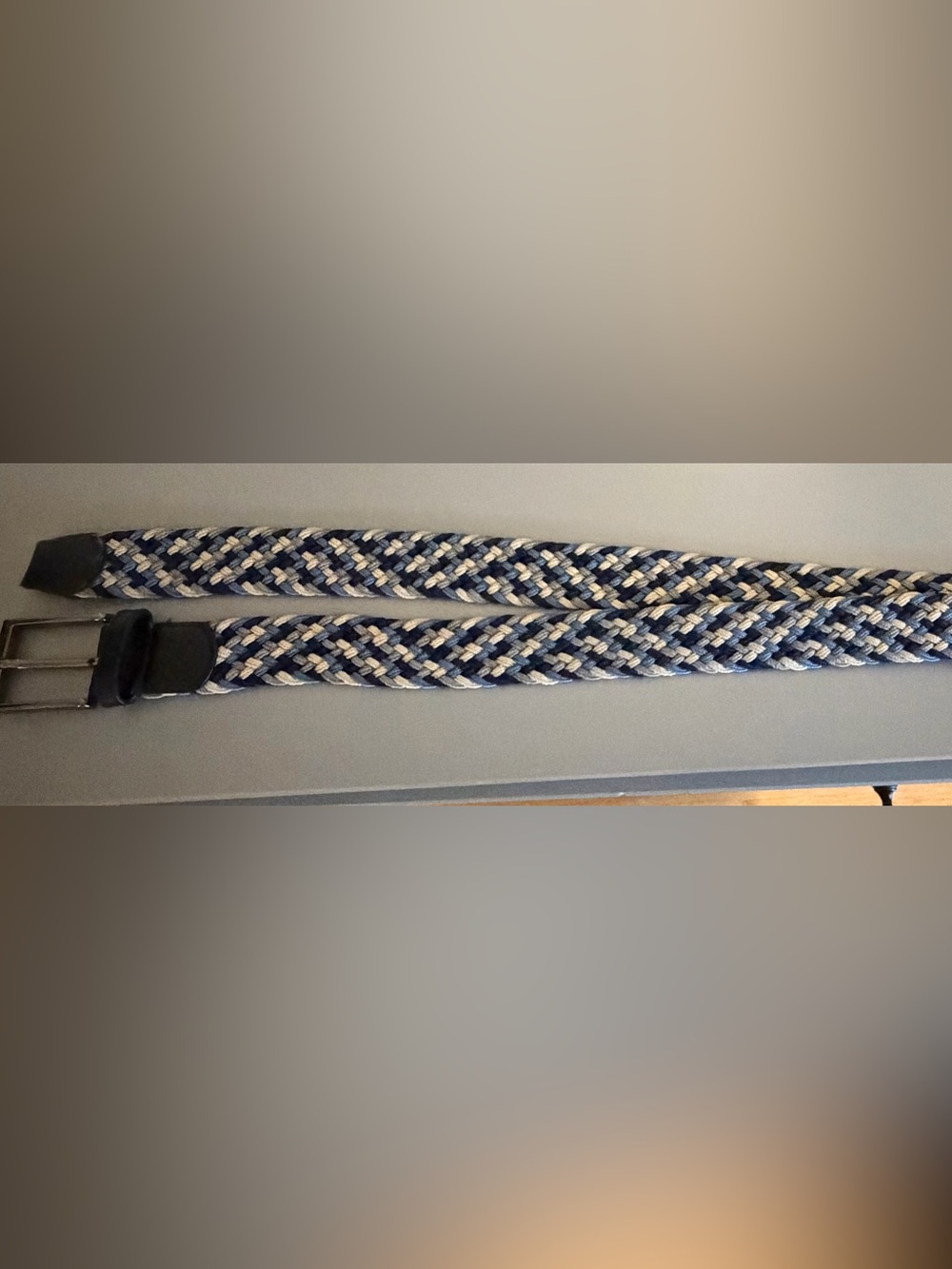 Sunwill Woven Braided Belt in Navy and Cream - Men's Accessory